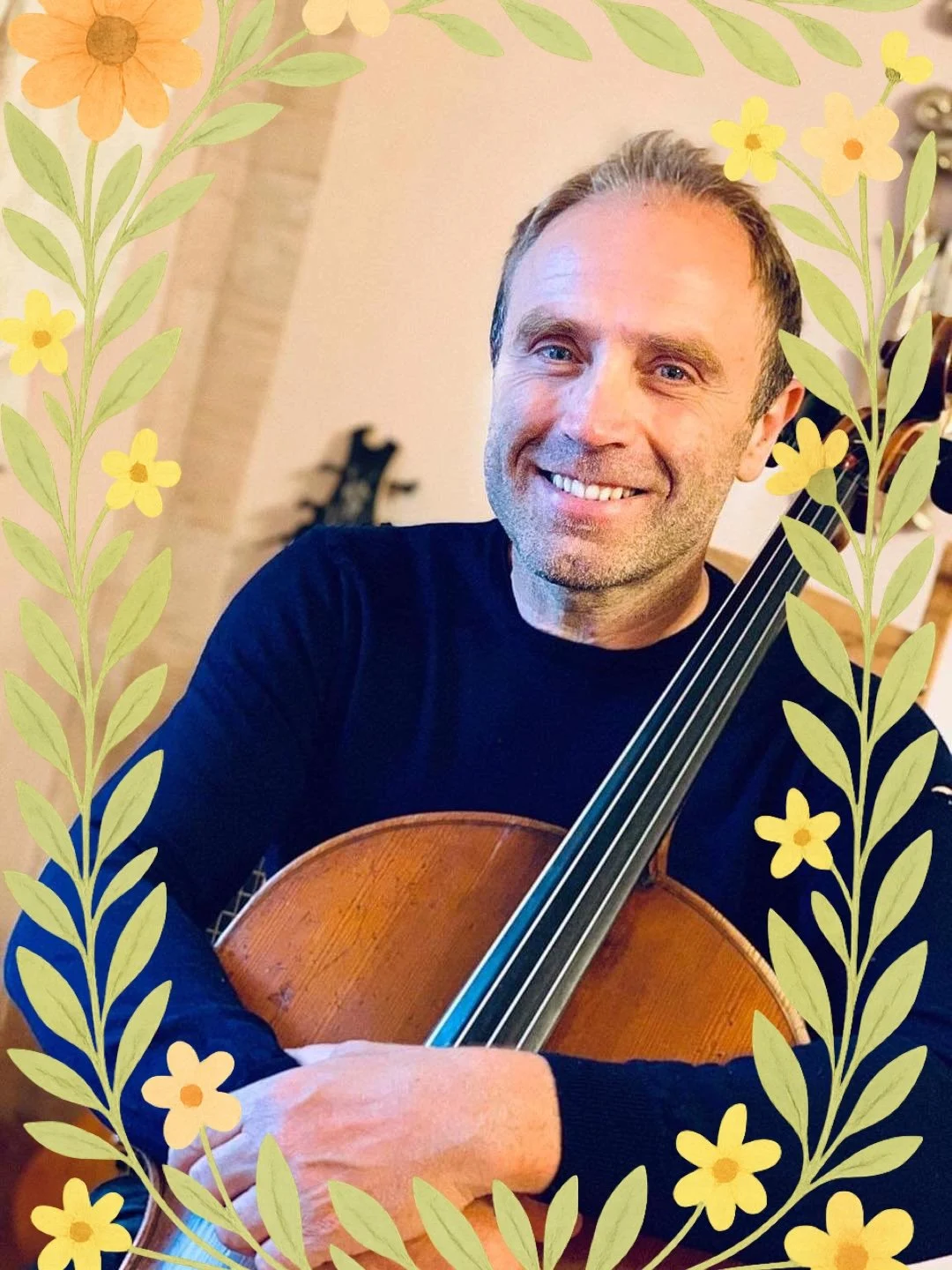 Enrien Lamcellari holding his cello